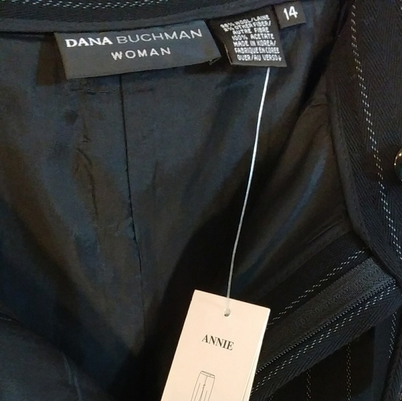 Dana Buchman Woman Annie Black Stripe 98% Wool Career Business Pants Size 14 - Picture 3 of 13
